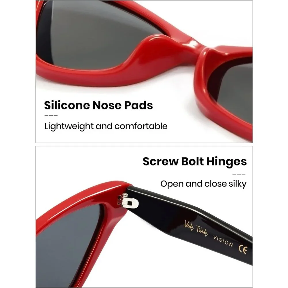 Retro Cat Eye Polarized Sunglasses for Women Vintage Tinted Lens Trendy Cateye